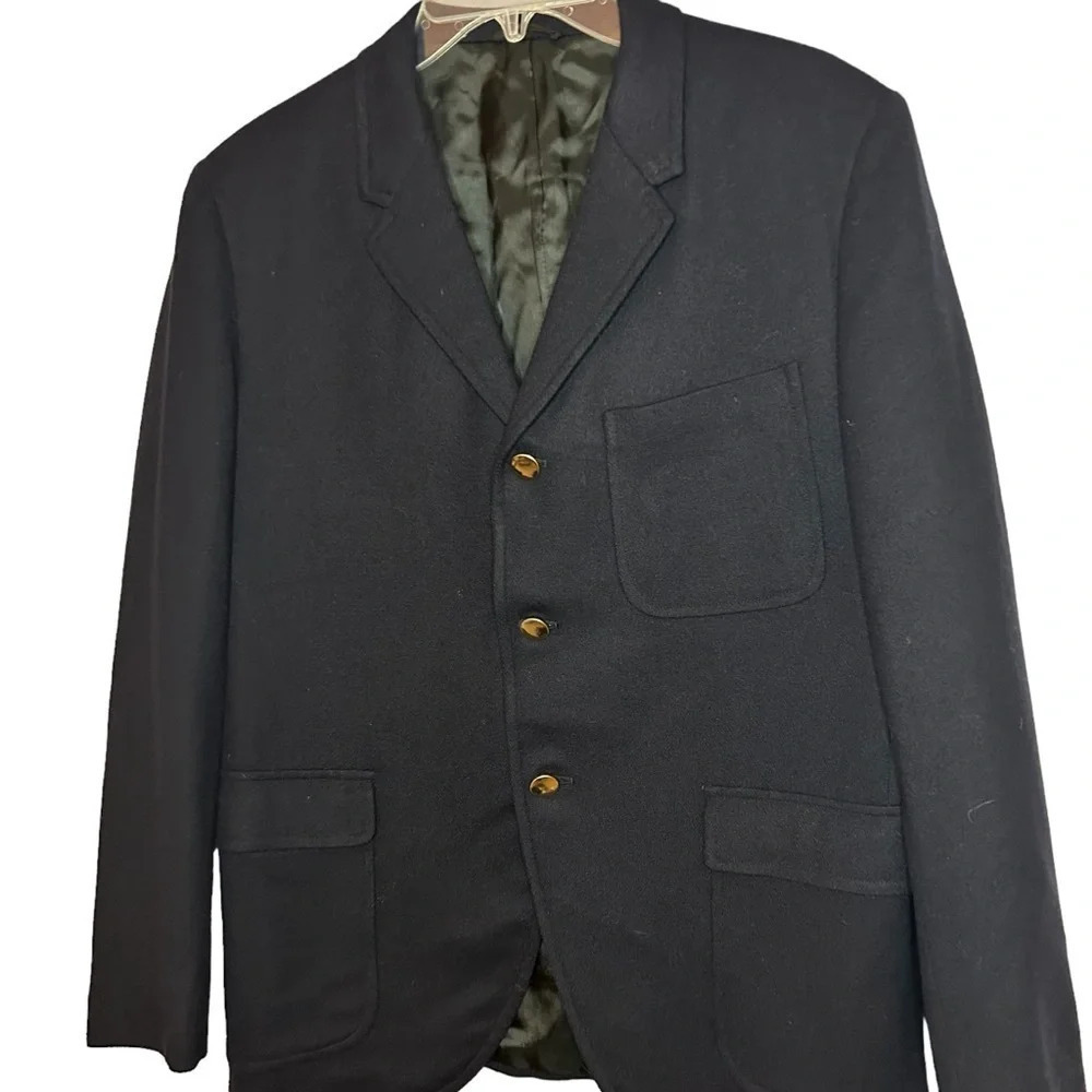 Vintage DeMoulin Wool Blazer Navy Blue Classic Patch Pockets Medium - Picture 2 of 9